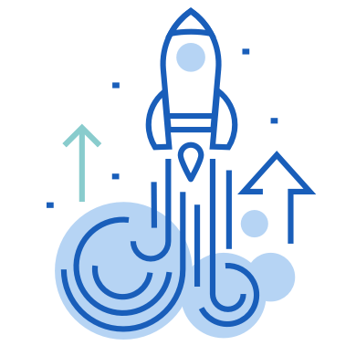 Conceptual icon of a rocket taking off.
