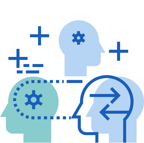 Graphic icon of people being added to a team