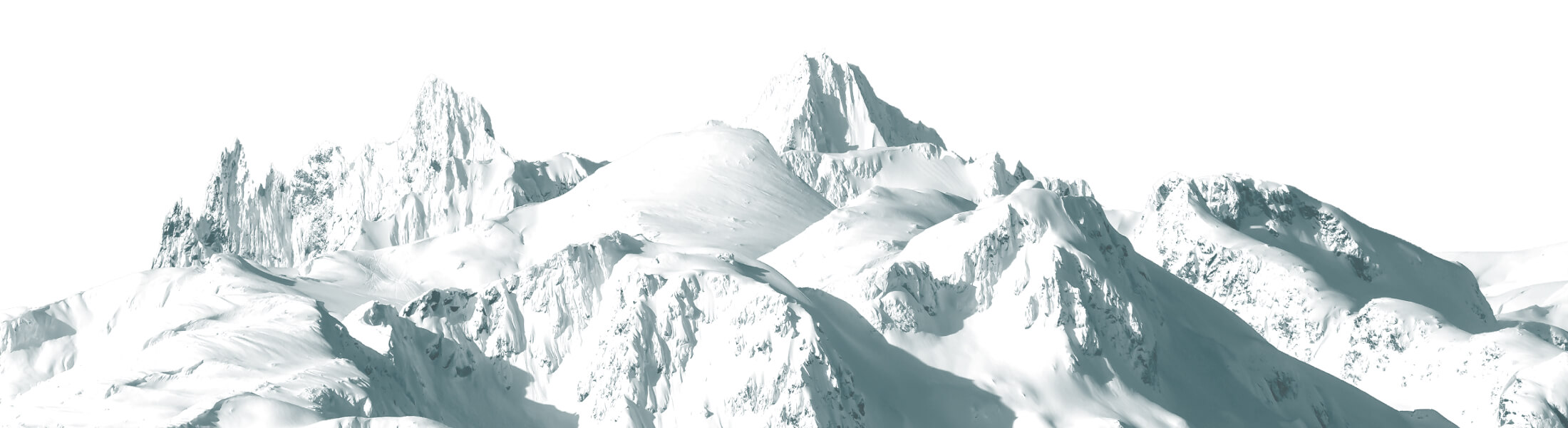 Horizon line of snow-covered mountains